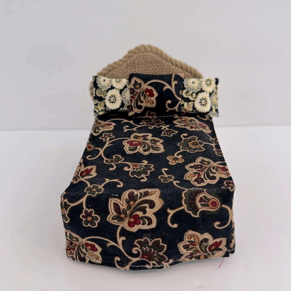 Miniature Bed Dollhouse Burlap Headboard